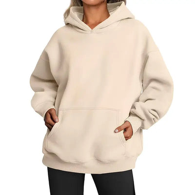 Womens hoodies with pockets. Oversized beige hoodie with pockets, perfect for casual style and comfort.